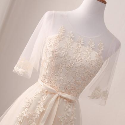 Elegant A-line Tulle Lace Formal Prom Dress,..