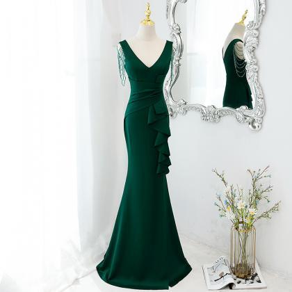Elegant Simple Mermaid Satin Formal Prom Dress,..