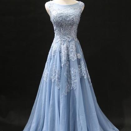 Elegant Round Neckline Tulle With Lace Formal Prom..