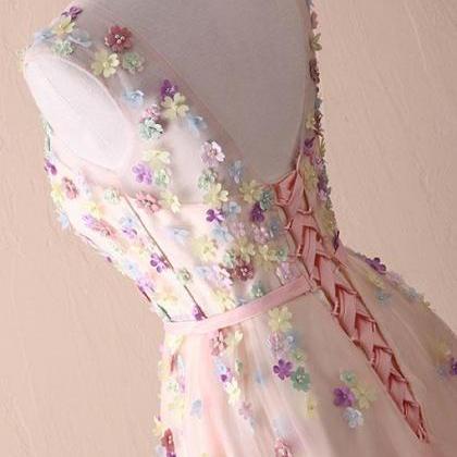 Elegant Round Neckline Tulle Formal Prom Dress,..