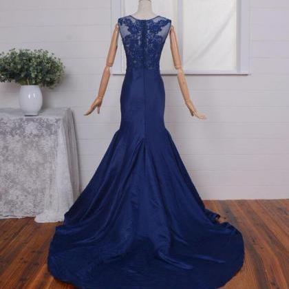 Elegant Mermaid Lace Appliques Formal Prom Dress,..