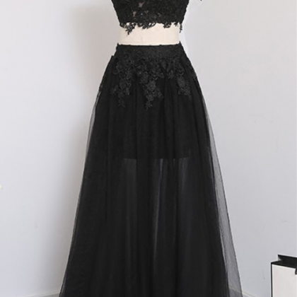 Elegant Two Piece Appliques Tulle Formal Prom..