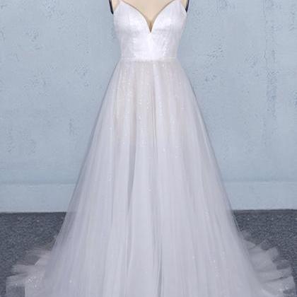 Elegant Sequins Long Tulle Formal Prom Dress,..