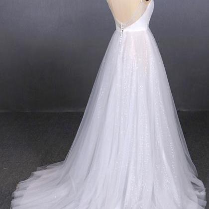 Elegant Sequins Long Tulle Formal Prom Dress,..