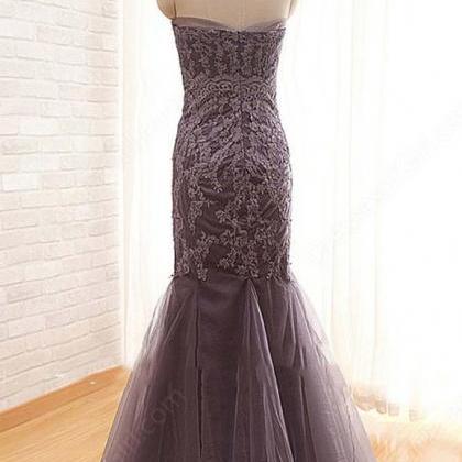 Elegant Mermaid Lace Tulle Formal Prom Dress,..