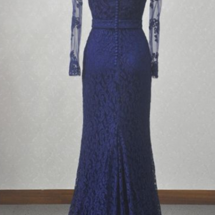 Elegant A-line V-neck Lace Formal Prom Dress,..