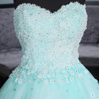 Elegant Sweetheart A-line High-low Appliques Tulle..