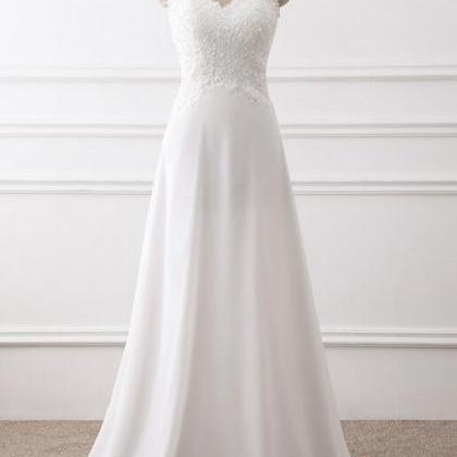 Elegant A-line Lace Applique Chiffon Formal Prom..