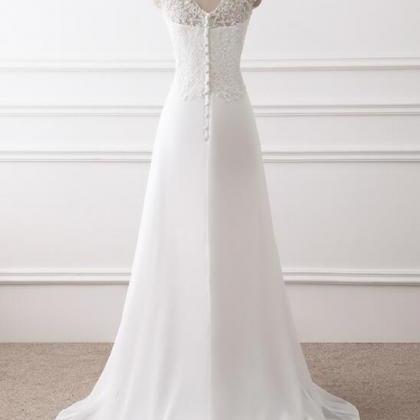 Elegant A-line Lace Applique Chiffon Formal Prom..
