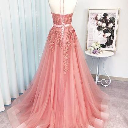 Elegant Sweetheart Applique Tulle Lace Formal Prom..