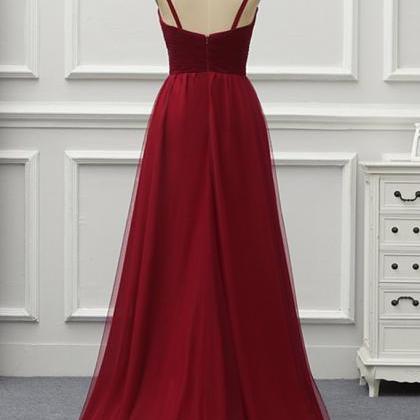 Elegant Straps Tulle High Low Formal Prom Dress,..