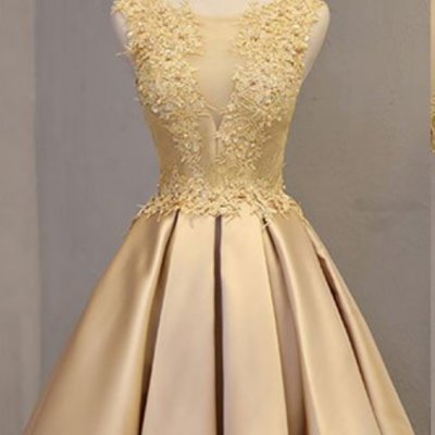 Elegant Prom Dress, Short Prom Dress,Appliques Beaded Prom Gown, Prom Party Dress 