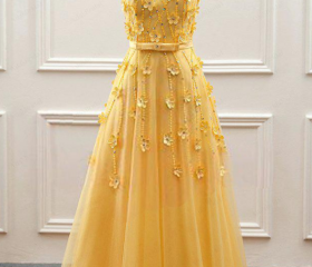 A-Line Jewel Neckline Tulle Dress Green