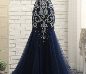 On Sale No Return No Refund Mermaid Lace Sexy Diamond Evening Gowns LA6018 main image 0