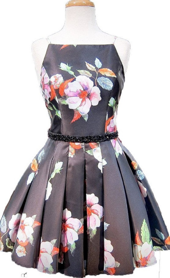 Floral Evening Party Dresses Strapless Short Homecoming Dresses