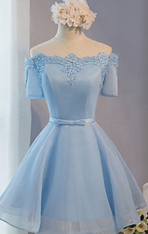 Ligh Blue Homecoming Dresses,off Shoulder Homecoming Dress,homecoming Dress