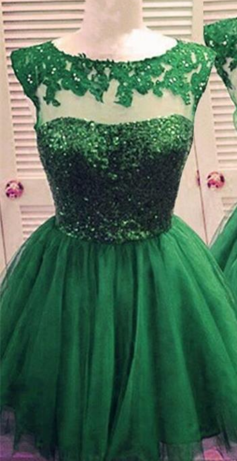 Green Open Back Homecoming Dress , Homecoming Dresses,sparkly Cocktail Dresses