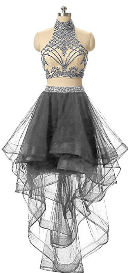 Homecoming Dresses,embroidery Tulle Homecoming Dresses,high Low Homecoming Party Gowns,two Piece Homecoming Dresses