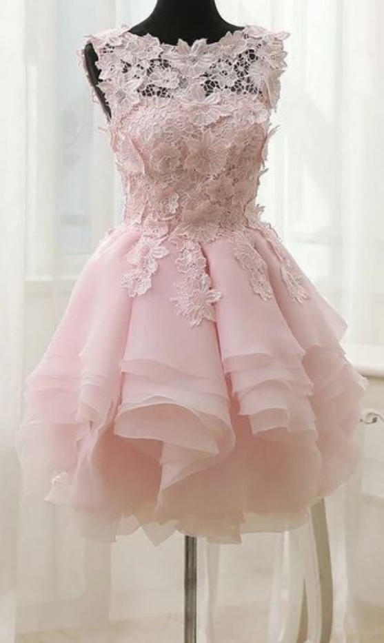 Elegant Homecoming Dresses,a-line Homecoming Dresses,applique Homecoming Dresses,pink Homecoming Dresses,short Prom Dresses,party Dresses