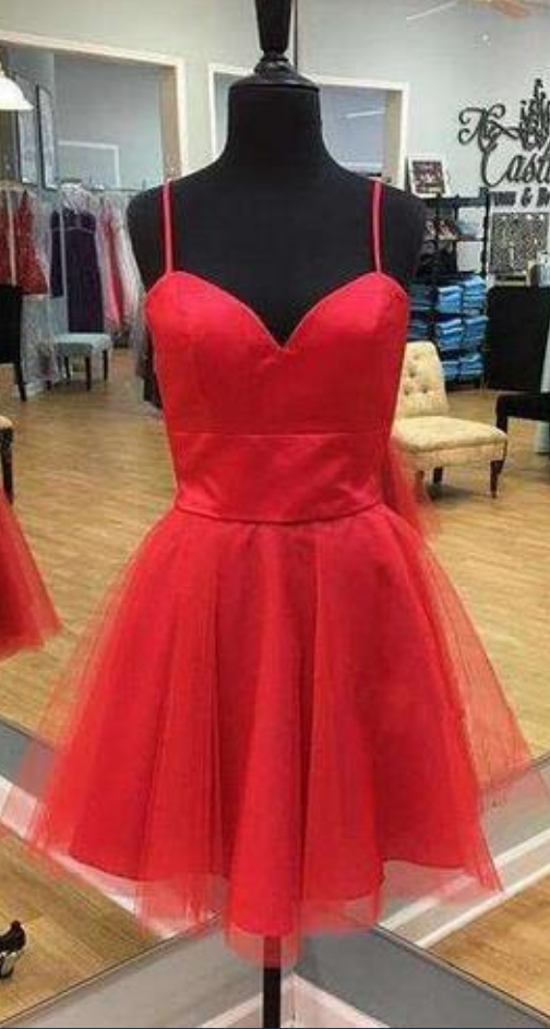 Simply Straps Red Short Tulle Homecoming Dress