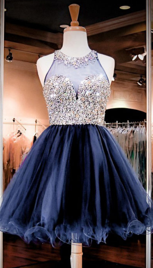 Fashion A-line Jewel Sleeveless Short Homecoming Dress With Beading