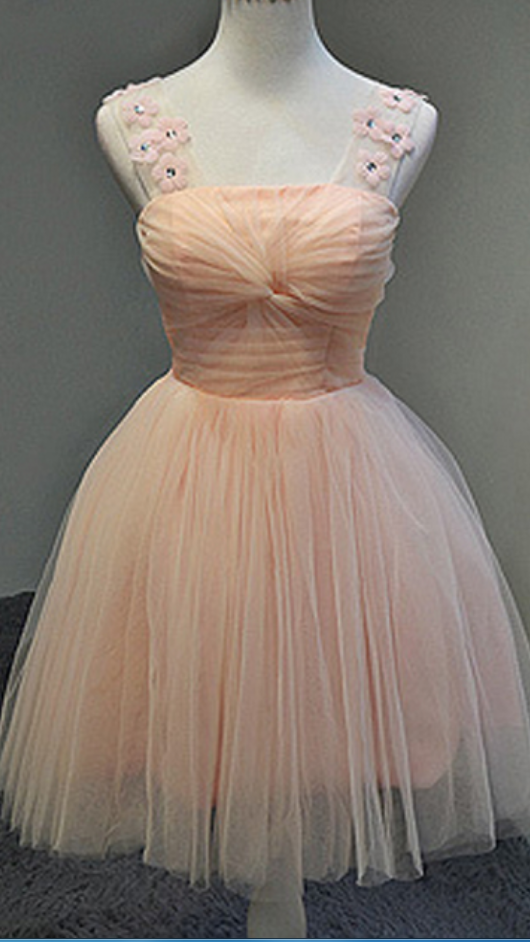 Lace Homecoming Dresses,straps Pink Cute Homecoming Dress Tulle Short Prom Dress Bridesmaid Dresses