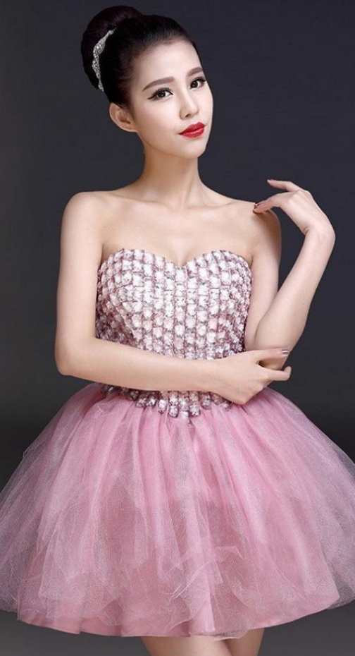 Cute Handmade Pink Beaded Sweetheart Homecoming Dresses on Luulla