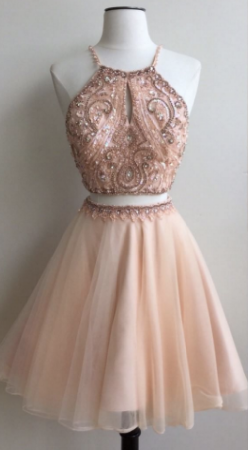 Charming A-line 2 Pieces Short Prom Dress,homecoming Dresses