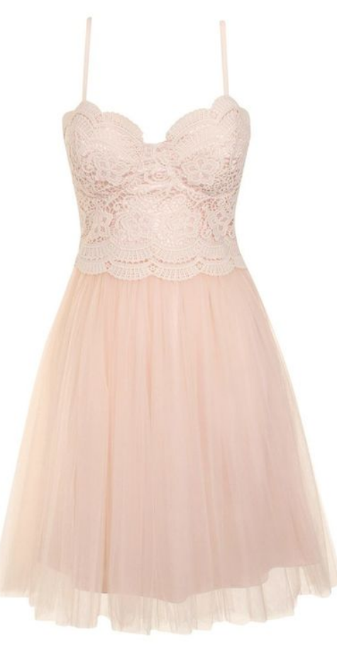 Spaghetti Strap A-line Short Tulle Prom Dress With Lace Bodice, Homecoming Dresses,