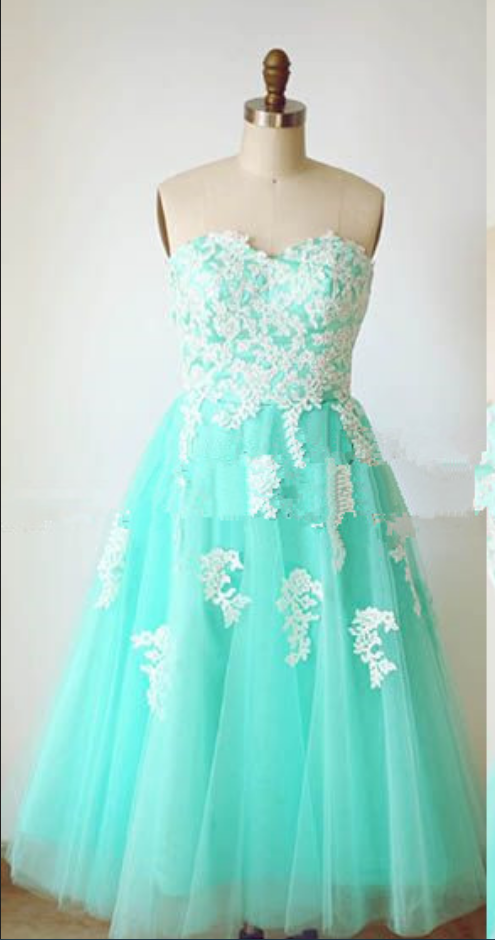 Tea Length Homecoming Dresses, Lace Party Dresses, Sleeveless Party ...