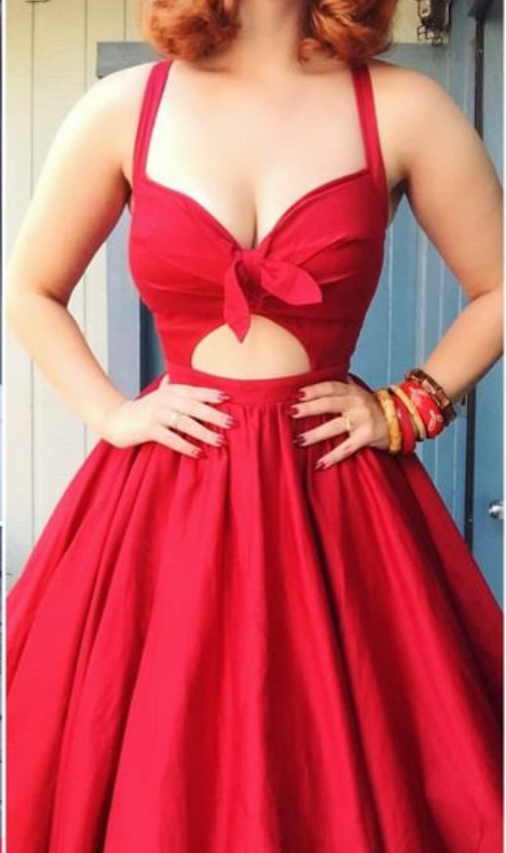 Red Deep V Neck Bowknot Homecoming Dress, A Line Strapless Sexy Homecoming Dress