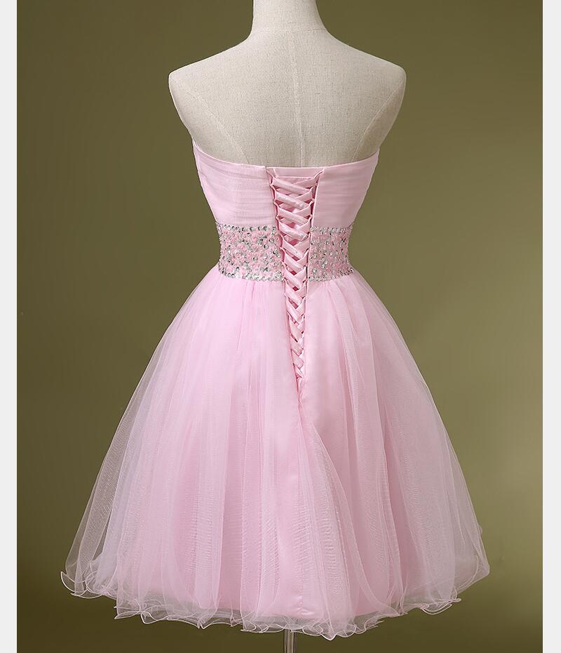 Short Pink Tulle Homecoming Dresses Beaded Women Party Dresses On Luulla