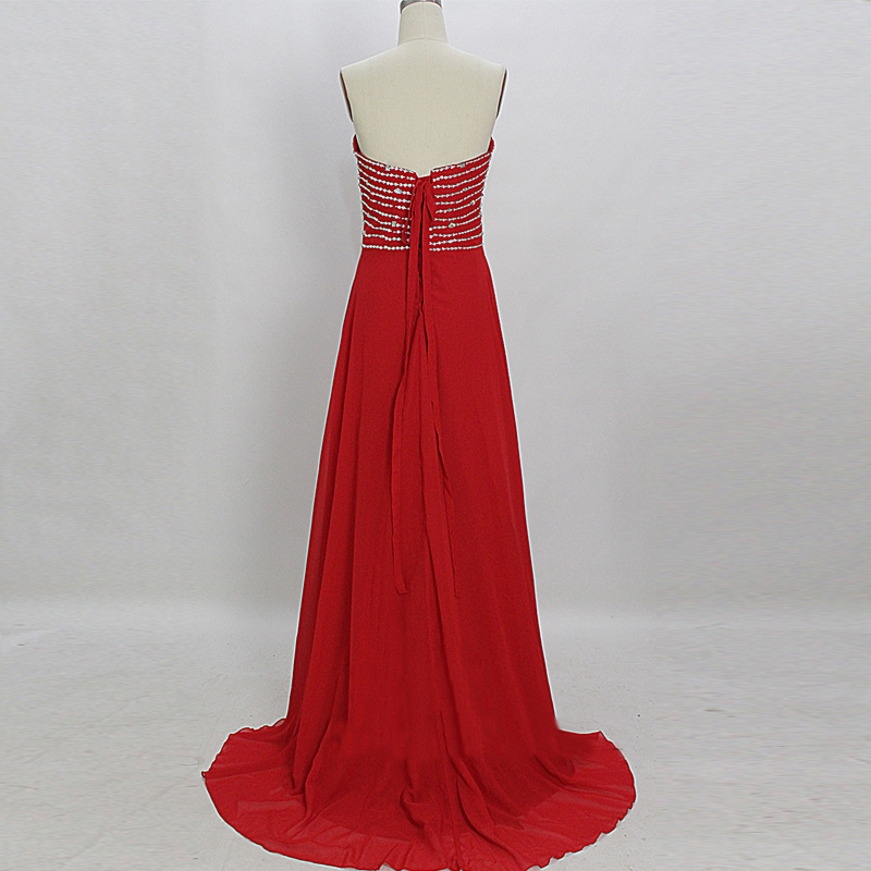 Red Chiffon Straps Long Evening Dress Prom Dress, Red Floor Length Party Dress