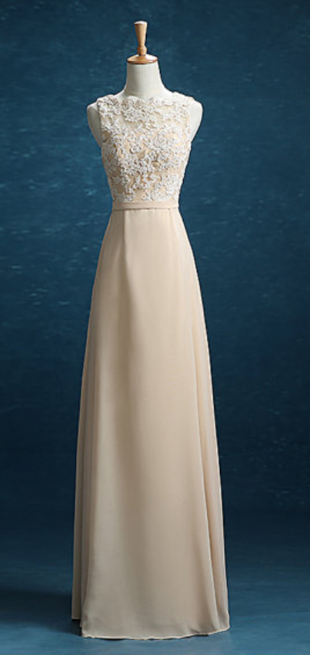 Long Chiffon Prom Dresses Strap Lace Party Dresses Charming Bridesmaid Dresses