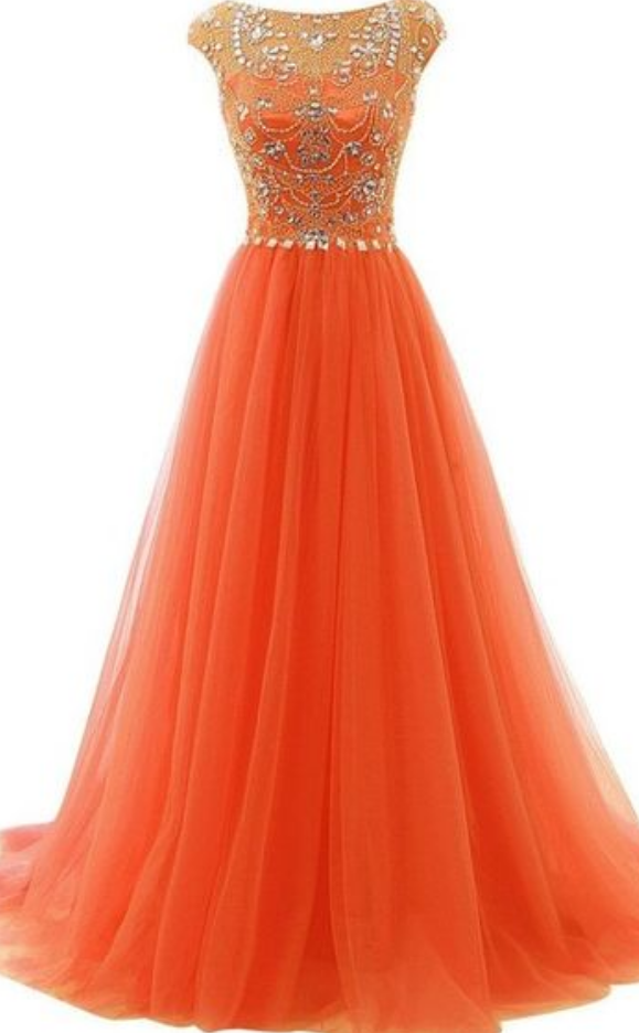 orange evening gowns