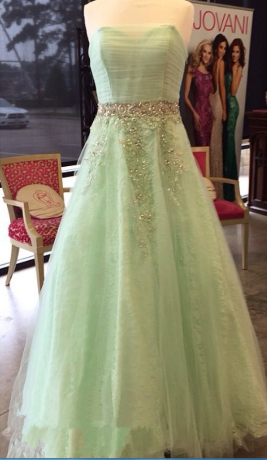 Strapless Light Green Prom Dresses,simple Prom Dress