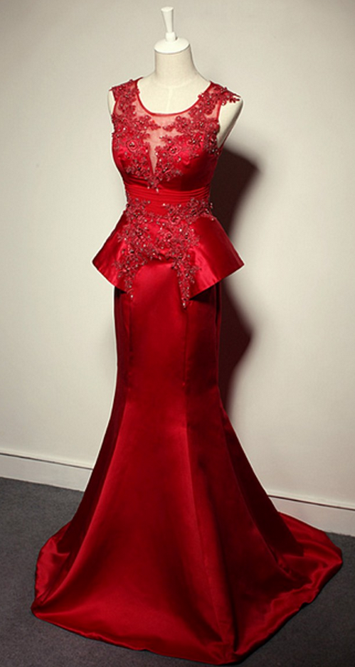 Prom Dress,red Mermaid Prom Dress,sexy Prom Dresses,satin Prom Dresses,custom Made Prom Dress,long Prom Dresses