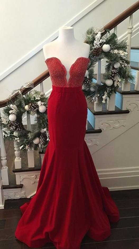 Prom Dress,sexy Elegant Prom Dresses,sexy Mermaid Prom Dresses,sleeveless Prom Dress,long Evening Dress,sexy Red Prom Dresses