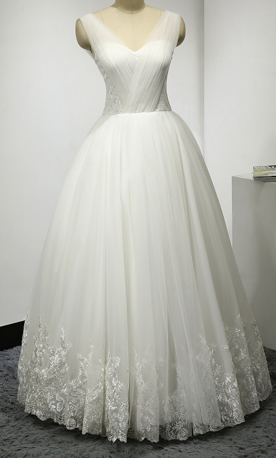  Charming White Wedding Dress ,Tulle Wedding Gown Dress