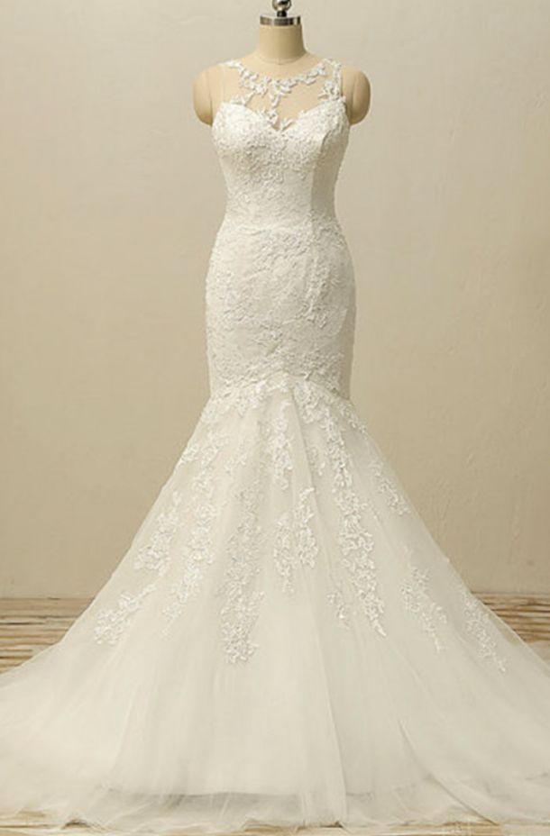 White/ivory Wedding Dress ,bridal Gown , Custom Backless Ivory Wedding  Dresses, Mermaid Lace We on Luulla