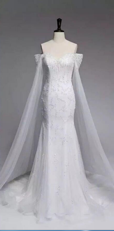 Gorgeous Off Shoulder Sparkle Long Mermaid Shinny Wedding Dresses