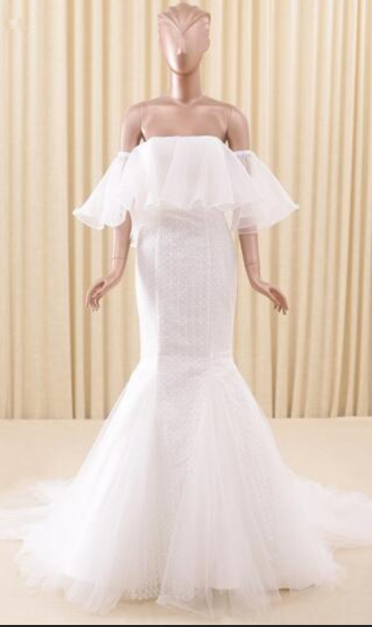 Custom Beautiful Lace Flowers Mermaid Wedding Dresses Vestidos De Noiva Robe De Mariage Bridal Gown Cloak-style Bridal Wedding Dress Romantic