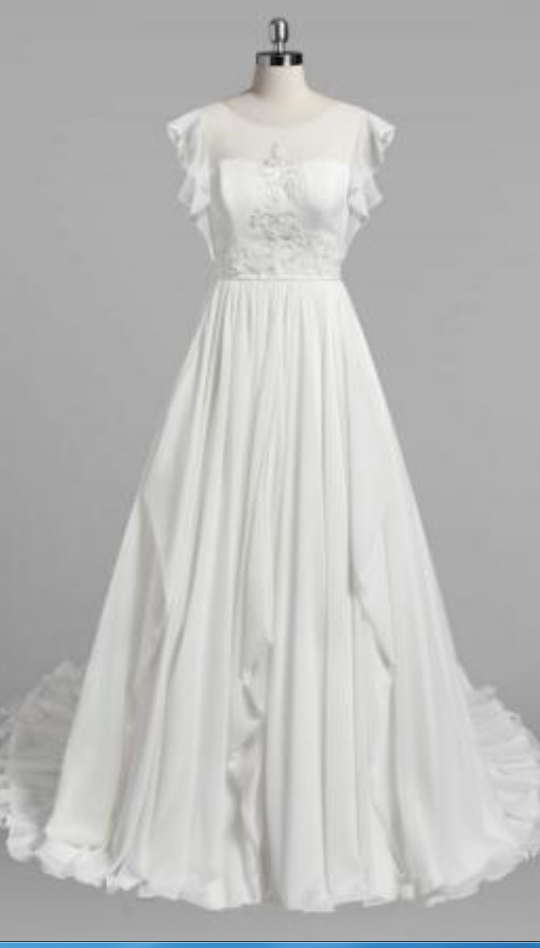 New Vantage Wedding Dresses O-Neck Chiffon And Satin A-Line Bridal Gowns Back Zipper Court Train Floor Length Wedding Gown