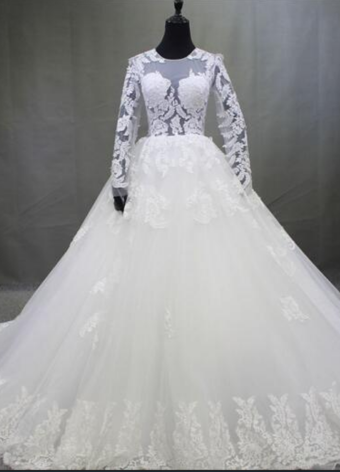 Style Chapel Train High Neck Wedding Dresses Lace Appliques Graceful Open Back Vestido De Novia Wedding Party