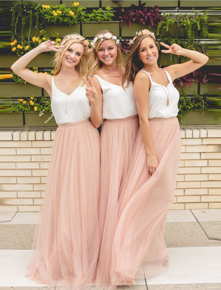 Blush Pink Bridesmaid Dress Two Pieces Bridesmaid Dress Beach