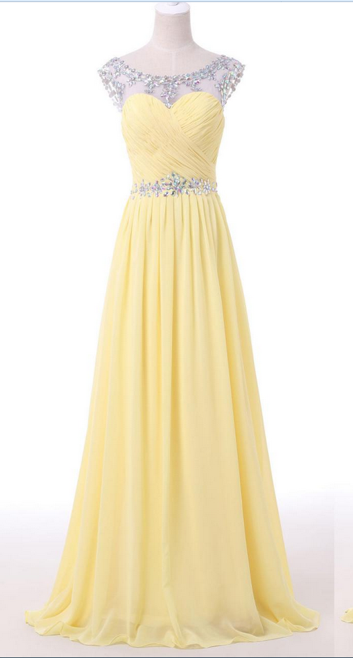 Daffodial Long Chiffon Prom Dresses,elegant Pretty Prom Gowns,party Gowns,charming Modest Evening Gowns,bridesmaid Dresses