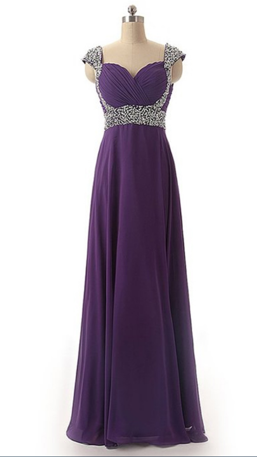 Bridesmaid Dresses, Back Up Lace Long Chiffon Prom Dresses For Teens,beaded Open Back Evening Dresses,charming Prom Dress