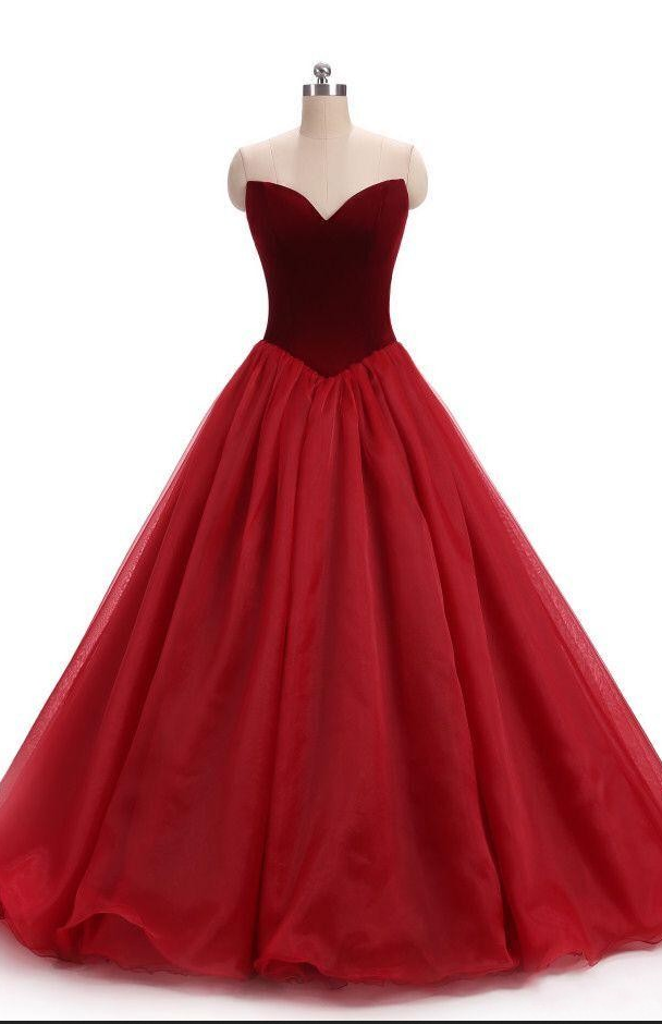 Burgundy Velvet Prom Dress