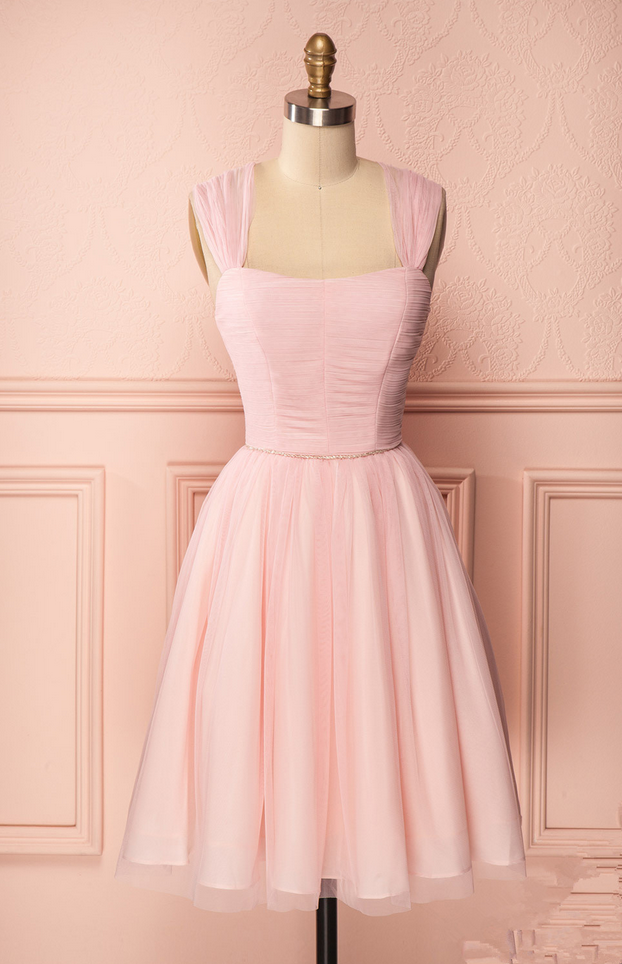Pink Homecoming Dresses Sleeveless N/a Square Neck Zippers Knee-length Chiffon Pink Homecoming Dresses Sleeveless N/a Square Neck Zippers Knee-length Chiffon