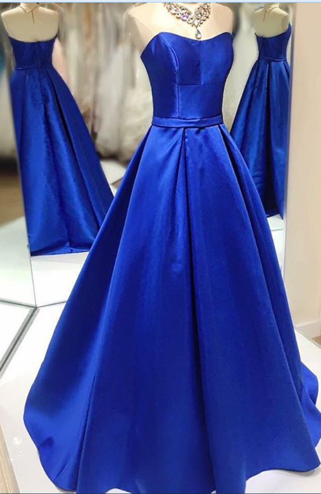 blue satin dress prom